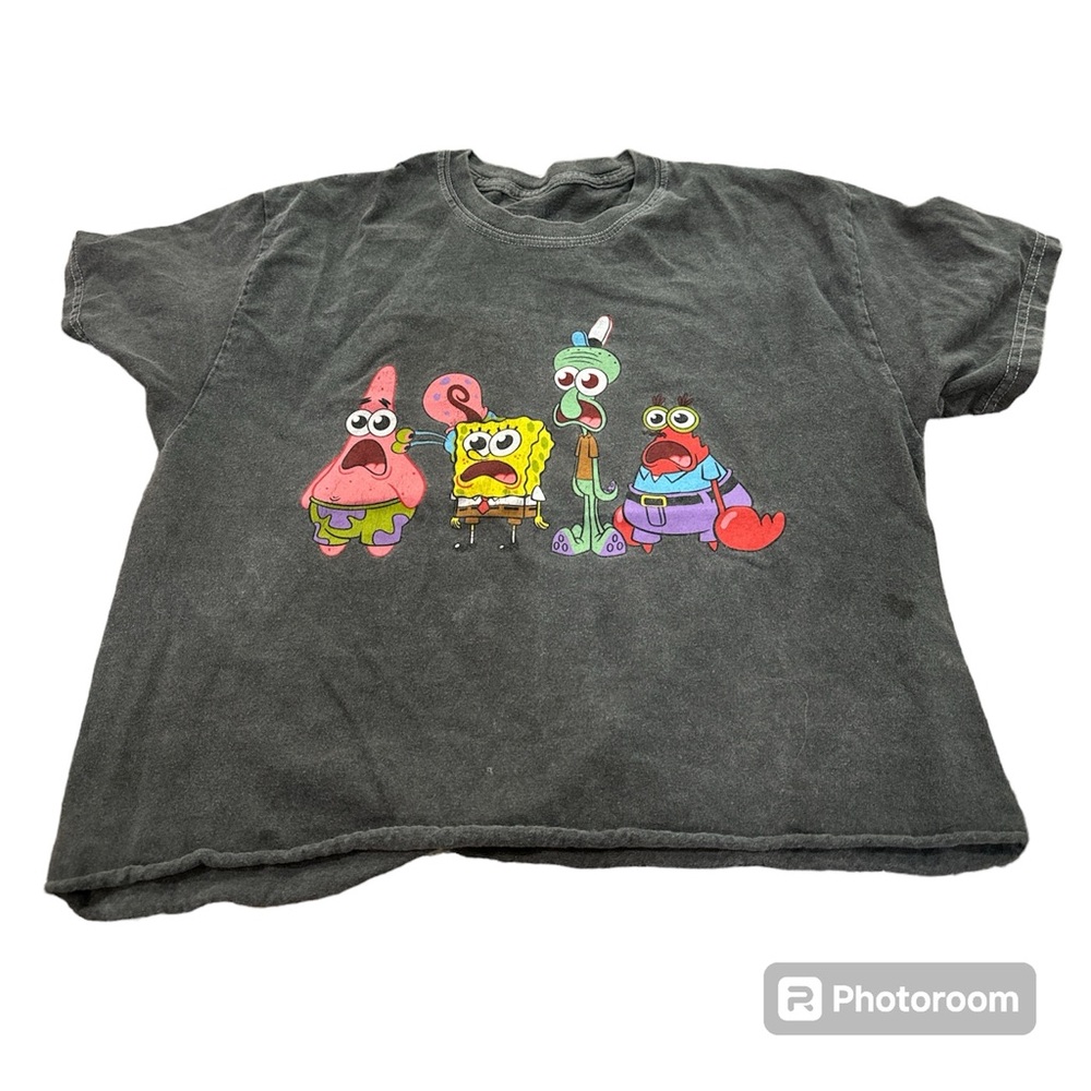 SpongeBob Square Pants Boxy Fit Crop Top Women’s‎ Size S/M Gray